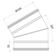 Kép 3/3 - Fém kerek 30° könyökidom gumi tömítéssel Ø 100 mm