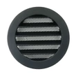 Kép 1/5 - Fekete fém szellőzőrács, rovarhálóval és karimával, Ø 80 mm