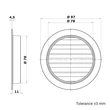 Kép 3/5 - Fekete fém szellőzőrács, rovarhálóval és karimával, Ø 80 mm
