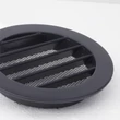Kép 5/5 - Fekete fém szellőzőrács, rovarhálóval és karimával, Ø 80 mm