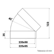 Kép 3/4 - Függőleges könyök 45° 220x90mm 