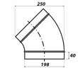 Kép 2/2 - Fém légcsatorna könyök idom 45° - Ø 200 mm