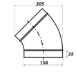 Kép 2/3 - Fém légcsatorna könyök idom 45° - Ø 160 mm