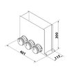 Kép 2/2 - Fém légrácsfogadó 300x100mm, 3x63 mm csatlakozóval