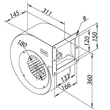 Kép 3/4 -  Dalap SKT 180x92 egyoldalt szívó magasnyomású ventilátor méretrajz