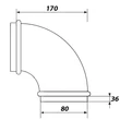 Kép 2/2 - Fém légcsatorna könyök idom 90° - Ø 80 mm