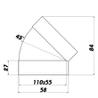 Kép 2/2 - Függőleges könyök 45° 110x55mm