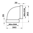 Kép 2/2 - Vízszintes könyök 90° 220x90mm