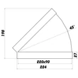Kép 2/4 - Vízszintes könyök 45° 220x90mm 