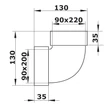 Kép 2/2 - Függőleges könyök 90° 220x90mm