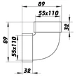 Kép 2/6 - Függőleges könyök 90° 110x55mm