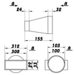 Kép 2/2 - Egyenes átalakító  308x29mm - Ø100mm