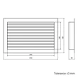 Kép 6/6 - fém szellőzőrács szabályozható zsaluval 250x100 mm, fehér