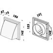 Kép 3/3 - Műanyag szellőzőrács esővédő előlappal, csőcsonkkal 125 mm