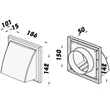 Kép 3/3 - Műanyag szellőzőrács esővédő előlappal, csőcsonkkal 150 mm