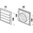 Kép 3/3 - Műanyag szellőzőrács csőcsonkkal, gravitációs zsaluval, 100 mm szürke