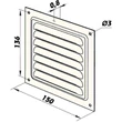Kép 2/2 - Ezüst fém szellőzőrács rovarhálóval 150x150 mm