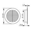 Kép 4/4 - Műanyag szellőzőrács műanyag rovarhálóval 125 mm