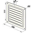 Kép 2/2 - Fehér fém szellőzőrács rovarhálóval 125x125 mm