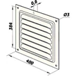 Kép 2/2 -  GMP 400N fém szellőzőrács rovarhálóval 400x400 fehér