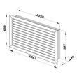 Kép 2/2 - Műanyag fehér szellőzőrács fix zsaluval 1362x511 mm 