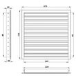 Kép 5/5 - Alumínium szellőzőrács fix zsaluval 250x100 mm