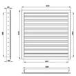 Kép 7/7 - Alumínium szellőzőrács fix zsaluval 400x400 mm