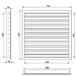 Kép 5/5 - Alumínium szellőzőrács fix zsaluval 350x250 mm