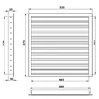 Kép 5/5 - Alumínium szellőzőrács fix zsaluval 500x350 mm