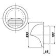 Kép 3/4 - Fém szellőzőrács esővédő előlappal, csőcsonkkal 200 mm