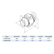 Kép 3/3 - TT MIX 150 axiális csőventilátor méretek