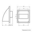 Kép 6/6 - Műanyag szellőzőrács esővédő előlappal csőcsonkkal 150x150 mm/110x55 mm