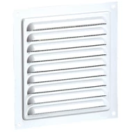 Fehér fém szellőzőrács rovarhálóval 150x150 mm