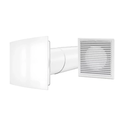 Fürdőszoba ventilátor időzítővel és páraérzékelővel, külső ráccsal, szett oldalfalra 100 mm