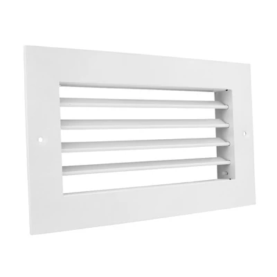 fém szellőzőrács szabályozható zsaluval 250x100 mm, fehér