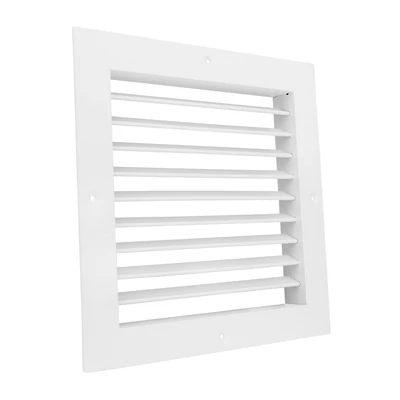 fém szellőzőrács szabályozható zsaluval 250x250 mm, fehér