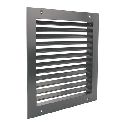 fém szellőzőrács szabályozható zsaluval 300x300 mm, szürke