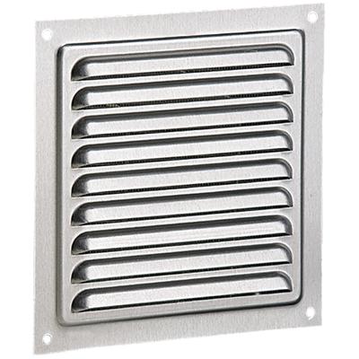 Ezüst fém szellőzőrács rovarhálóval 150x150 mm