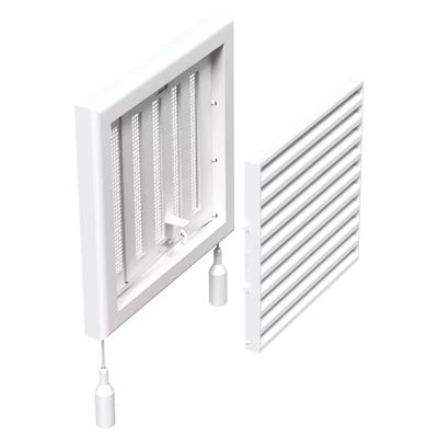 Műanyag állítható szellőzőrács rovarhálóval 154x154 mm