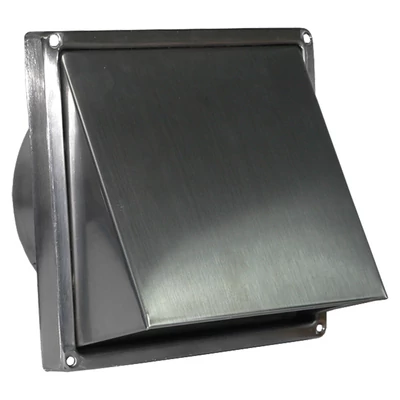 Fém szellőzőrács esővédő előlappal, csőcsonkkal 150 mm