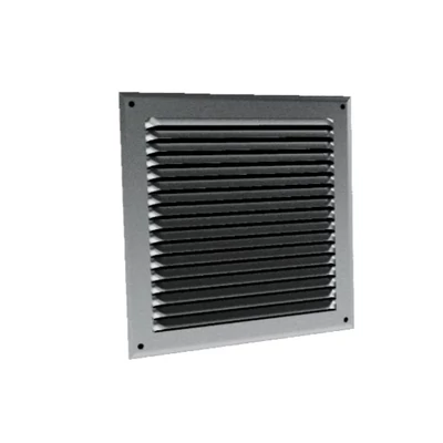 Ezüst fém szellőzőrács rovarhálóval 150x150 mm