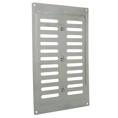 Rozsdamentes acélból készült szellőzőrács mechanikus szabályozással 260x165 mm